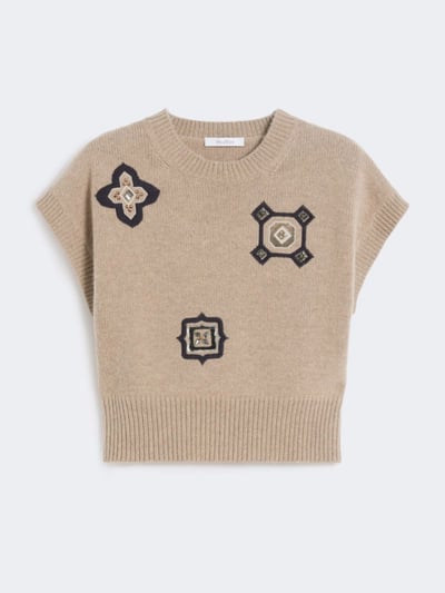 MaxMara羊毛羊絨混紡短毛衣1