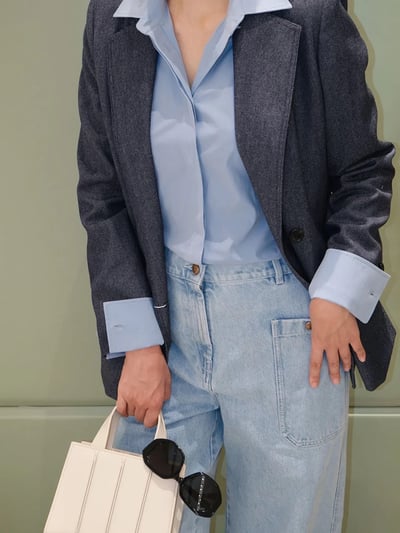 MaxMara羊毛牛仔效果雙排扣西裝外套4