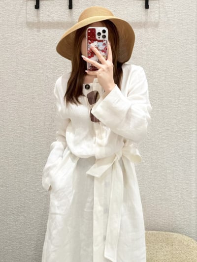 MaxMara Studio亞麻捲袖開襟洋裝3