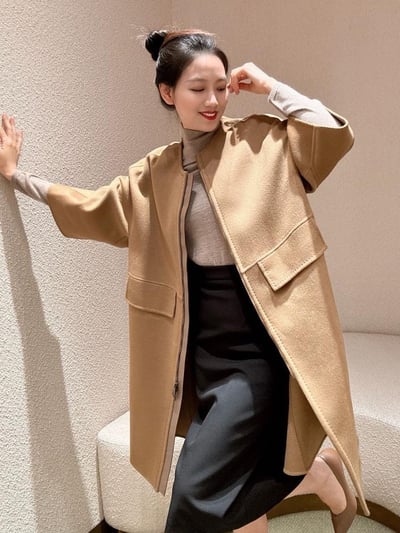 MaxMara雙層羊絨霧面斗篷大衣5