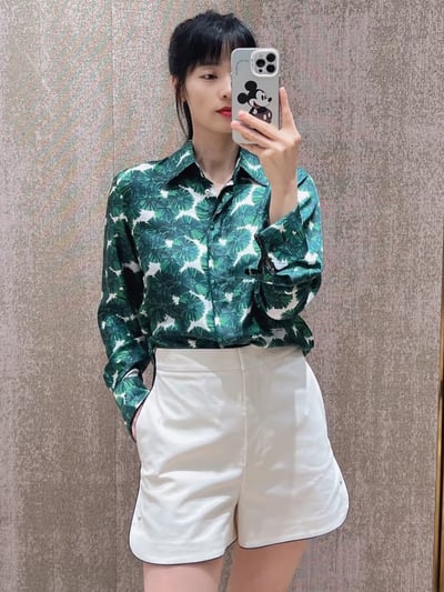 MaxMara真絲印花長袖襯衫2