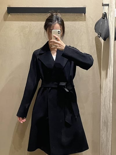 MaxMara Studio羊毛腰帶裹身大衣2