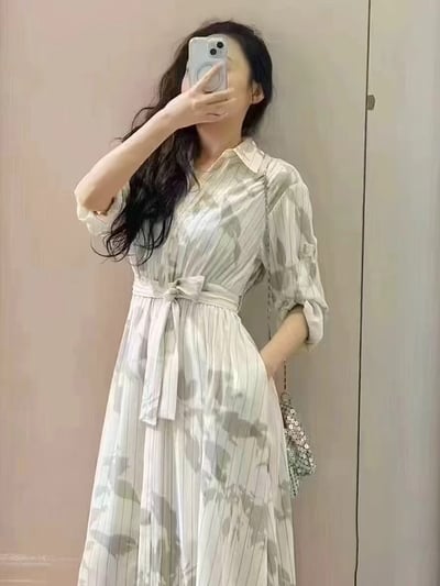 MAX&Co.細條紋繫帶襯衫裙4