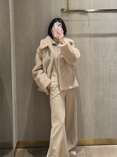 MaxMara羊駝毛羊毛混紡泰迪熊短大衣6