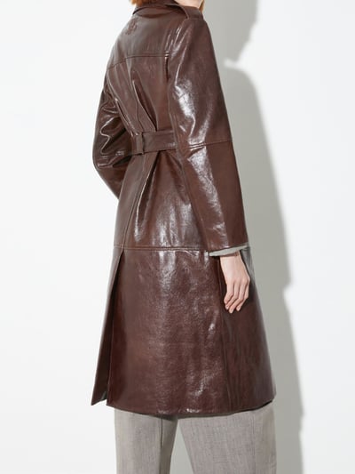 MAX&Co.羊皮雙排扣亮面皮大衣7