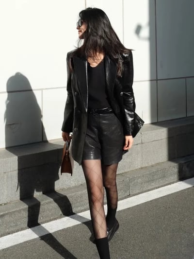 MAX&Co.羊皮革亮面雙排扣西裝外套6