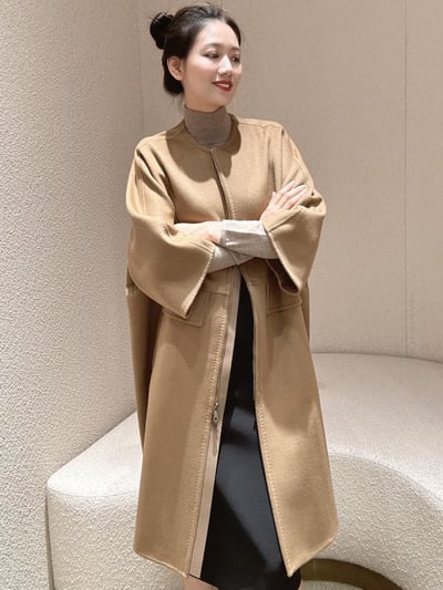 MaxMara雙層羊絨霧面斗篷大衣2