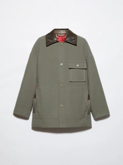 MAX&Co.雙層羊毛皮革領短大衣1