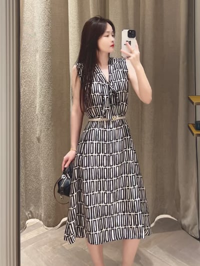 S MaxMara真絲領口繫帶洋裝2