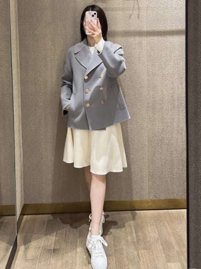 S MaxMara羊毛雙排扣短大衣7