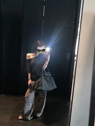 豹紋垂墜褲4
