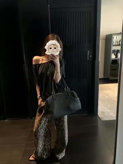 豹紋垂墜褲5