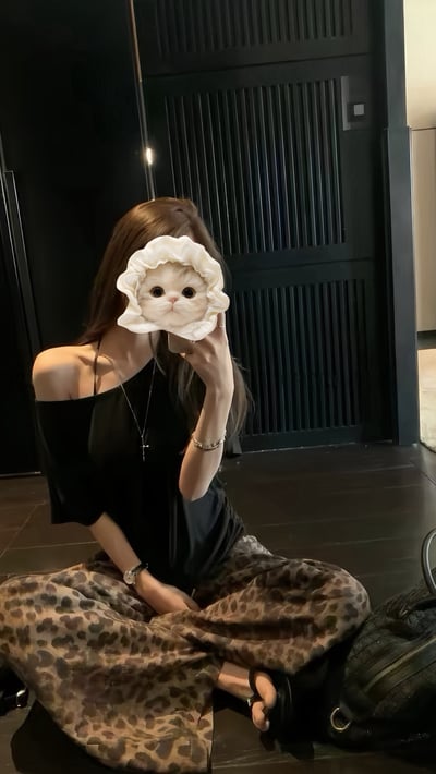 豹紋垂墜褲2