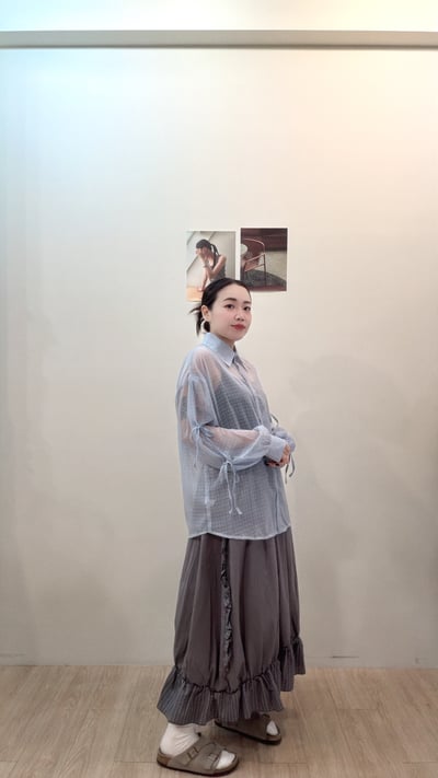 格紋捲邊日系裙5