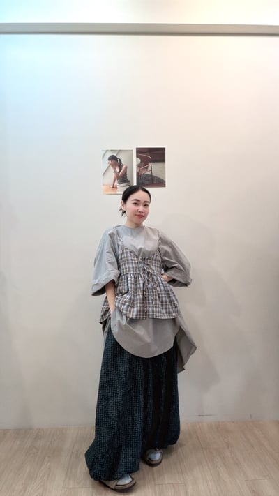 日系格紋綁帶背心4