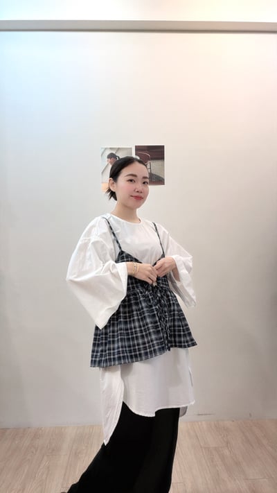日系格紋綁帶背心3