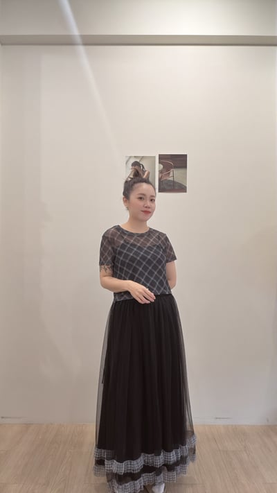 冰沙抽繩格紋tee6