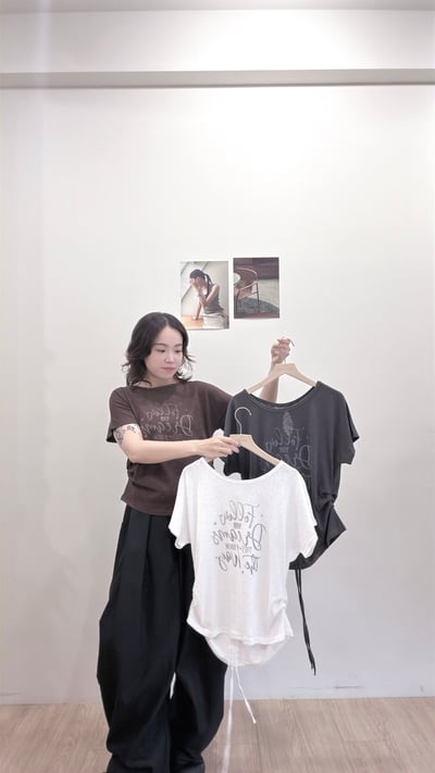 美式字母抽繩棉Tee2