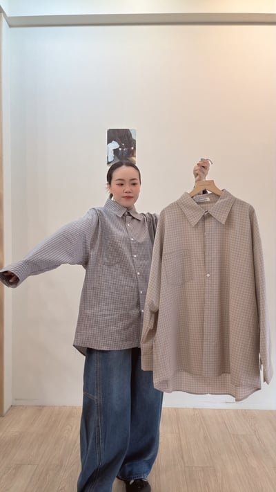 文青小格子襯衫2