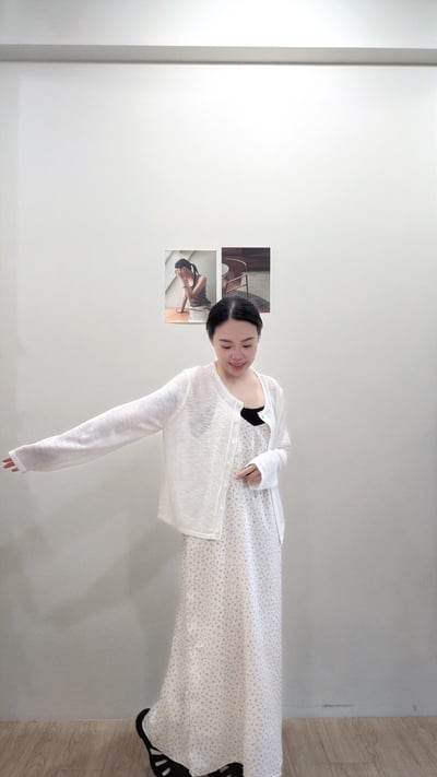 垂墜碎花細肩長洋5