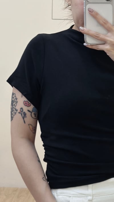 小立領抓皺棉Tee3