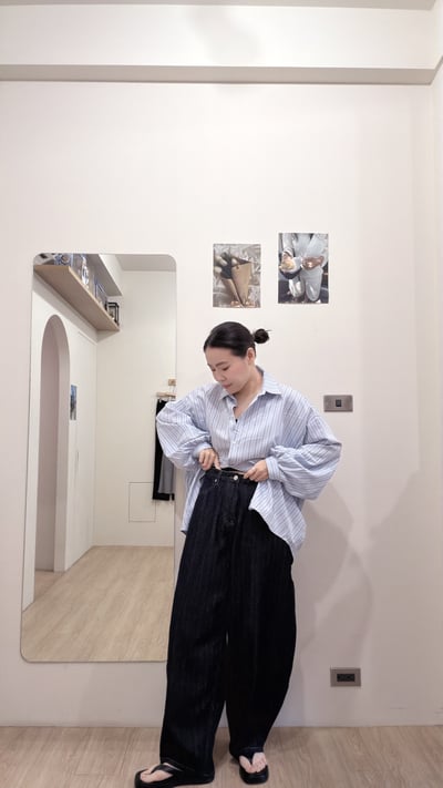 後調節直條牛仔寬褲2