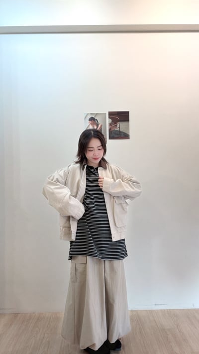 撞色領條紋寬寬tee5