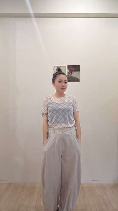 冰沙抽繩格紋tee4