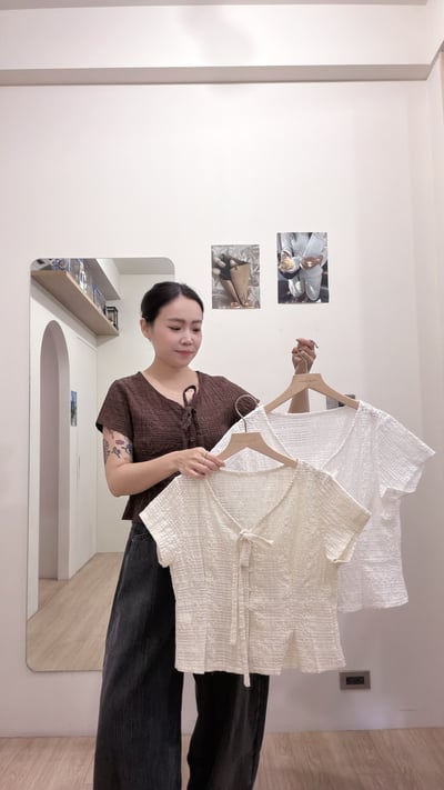 綁帶涼感棉麻衫6