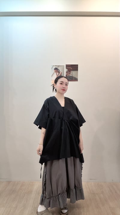 格紋捲邊日系裙6