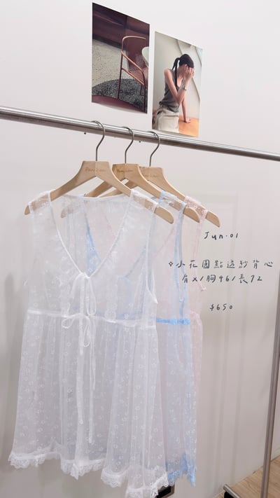 小花圓點透紗背心1