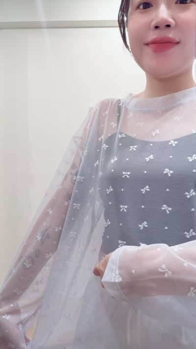 蝴蝶結透紗背心set4