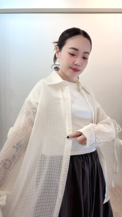 夏日小格透感綁帶襯3