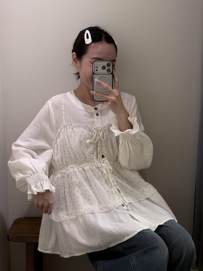 小花扣設計襯衫11