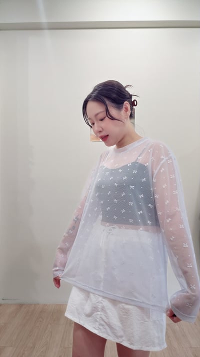 蝴蝶結透紗背心set3