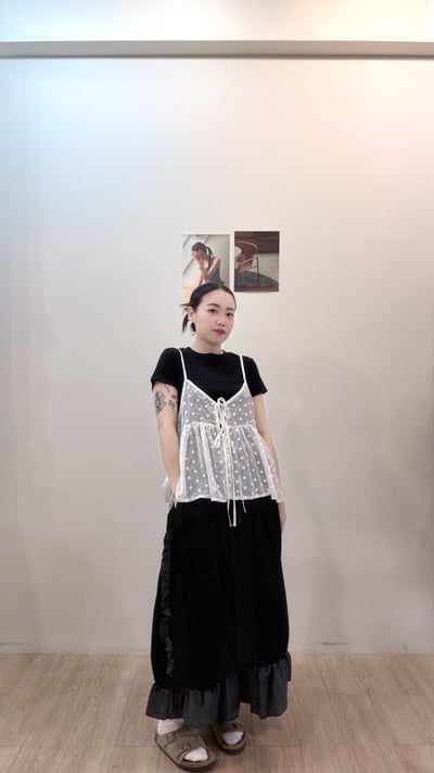 格紋捲邊日系裙2