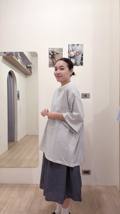 韓國抽繩條紋tee5