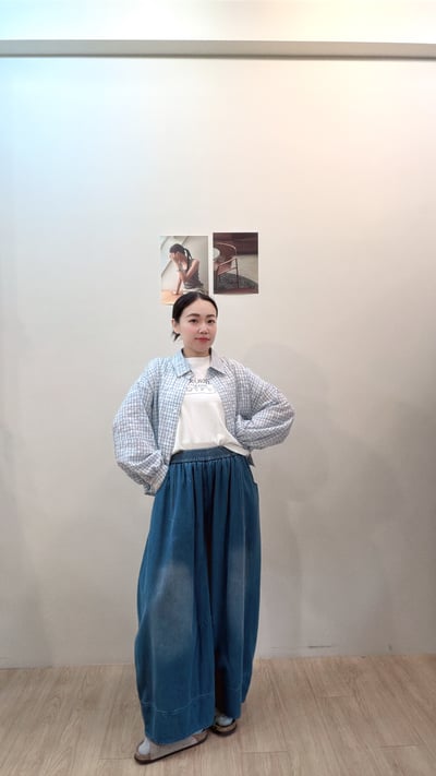 泡泡格紋澎袖襯5