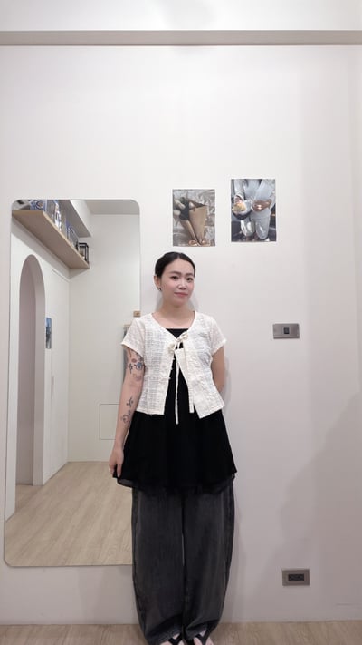 綁帶涼感棉麻衫5
