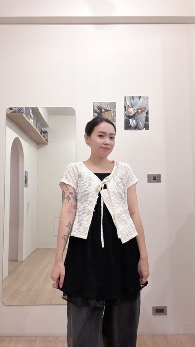 綁帶涼感棉麻衫3