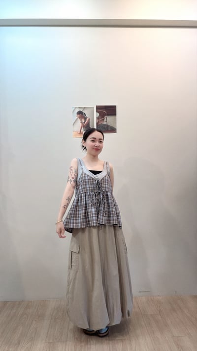 日系格紋綁帶背心6