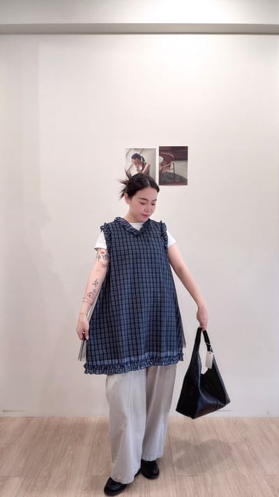 設計感格子網紗背心6