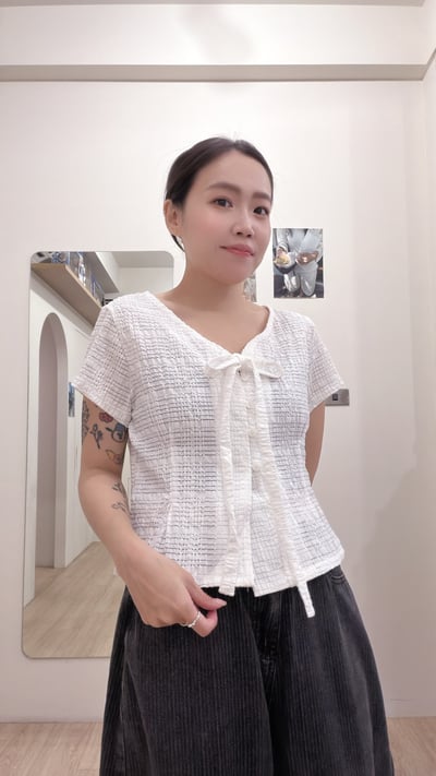綁帶涼感棉麻衫10