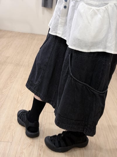 牛仔設計七分寬褲8