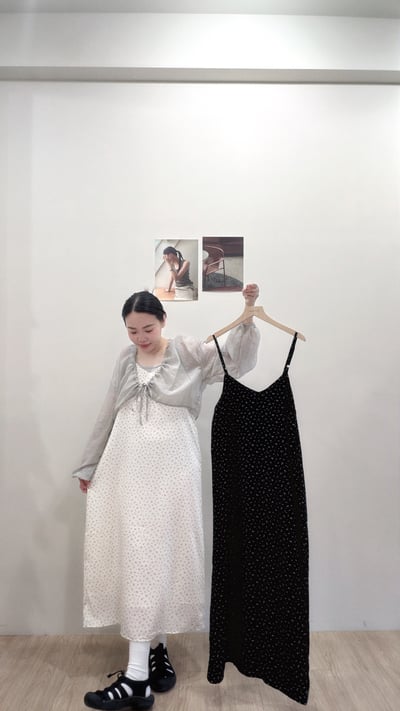 垂墜碎花細肩長洋2