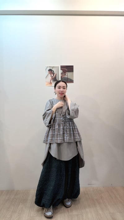 日系格紋綁帶背心5