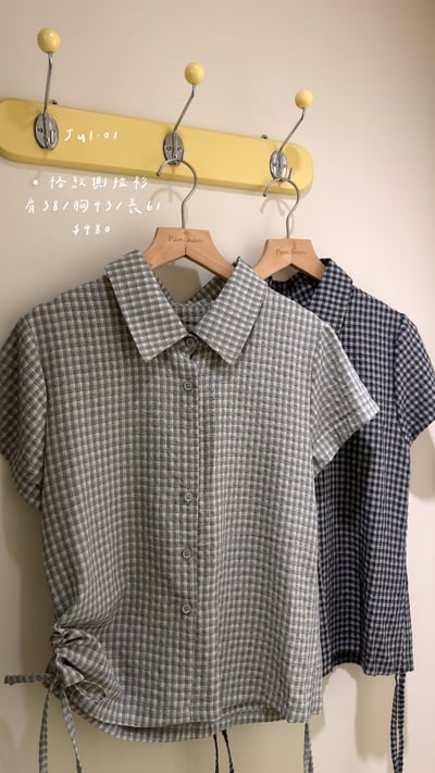 格紋側拉衫1