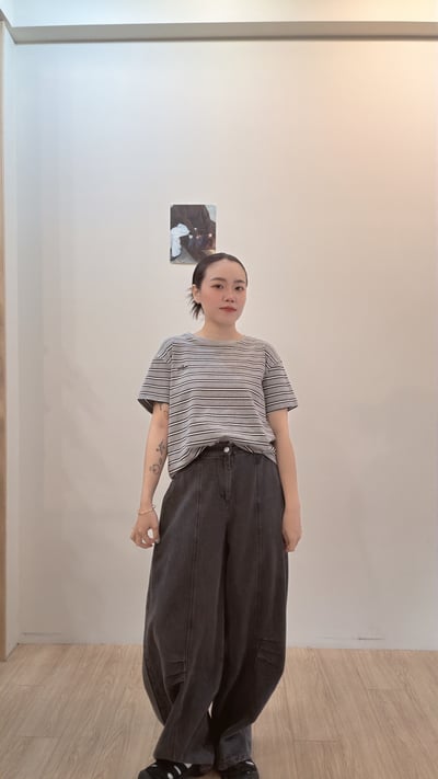 日常刺繡條紋tee5