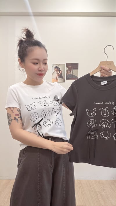 立體蝴蝶結狗狗tee2
