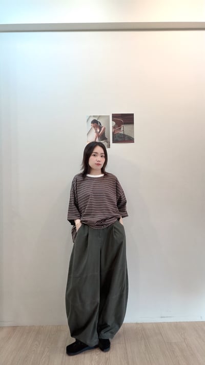 撞色領條紋寬寬tee7